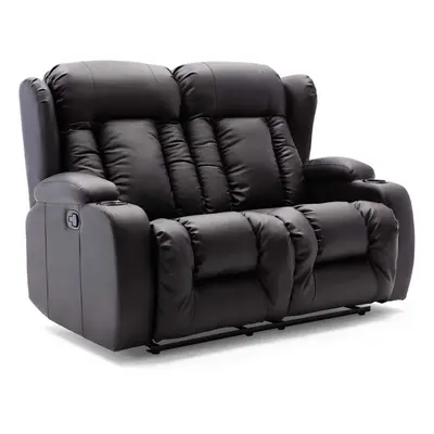 (Black, Seater) CAESAR HIGH BACK BOND GRADE LEATHER RECLINER 3+2+1 SUITE SOFA ARMCHAIR SET