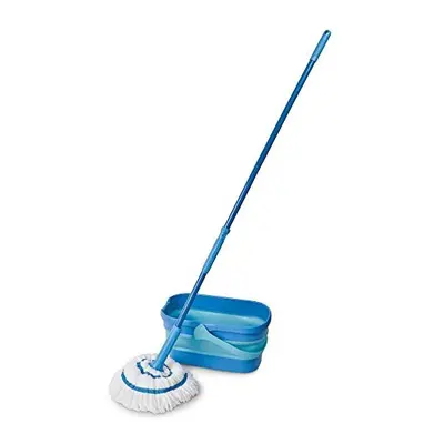 Spontex Twist Mop Ultra Compact Kit (Microfibre Mop & Foldable Bucket),White; Blue,10 Litre