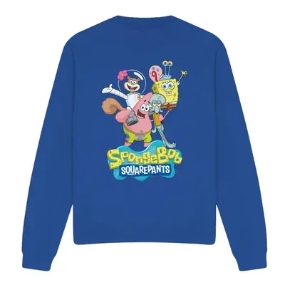 (L, Royal Blue) SpongeBob SquarePants Unisex Adult Group Shot Sweatshirt