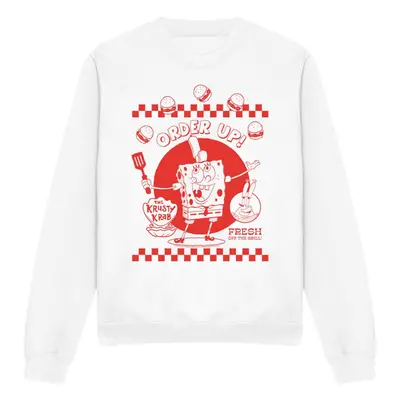 (L, White) SpongeBob SquarePants Unisex Adult Order Up! Sweatshirt