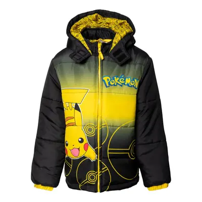 Pokemon Pikachu Big Boys Zip Up Fashion Winter Coat Puffer Jacket Yell