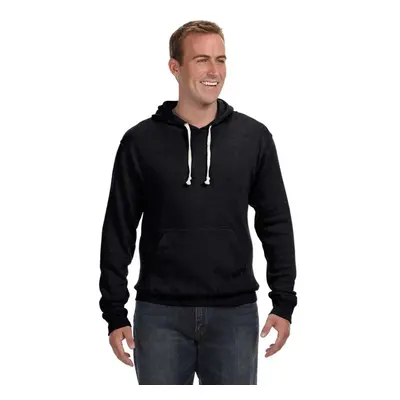 J America Adult Triblend Pullover Fleece Hood BLACK TRIBLEND