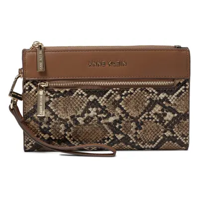 Anne Klein AK Snake Trimmed Zip Clutch with Wristlet Chestnut/Chestnu