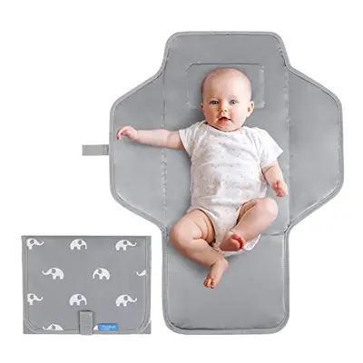 Portable Changing Mat Travel - Waterproof Compact Diaper Changing Pad with Built-in Pillow - Lig