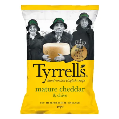 Tyrrells Mature Cheddar & Chive Crisps - 24x40g