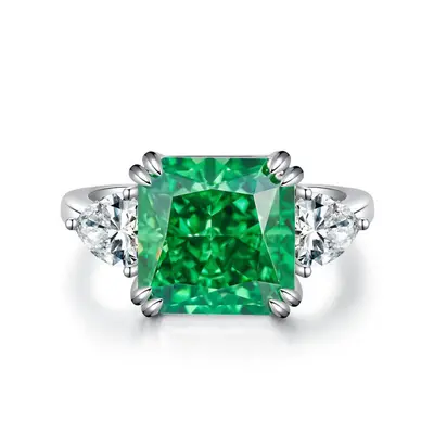 (green, 5) Tancise Colors S925 Sterling Silver Ring Women&apos;s Carat Square Ice Cut High Carbo