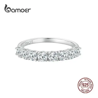 (6) Bamoer 0.8ct D Color Vvs1 Ex Lab Diamond Round Moissanite Ring Sterling Silver Ring For Wome