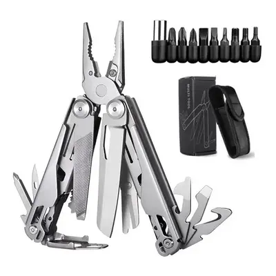 (Silver) Multifunctional Pliers Outdoor Home Compact Portable Emergency Folding Knife Pliers Wre