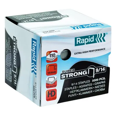 Rapid 9/12 Super Strong Staples, mm Leg Length, Hard Steel Wire, Sheets, Pack of