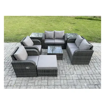 Fimous Seater Rattan Sofa Set Outdoor Garden Furniture Set with Loveseat Sofa Reclining Chairs S