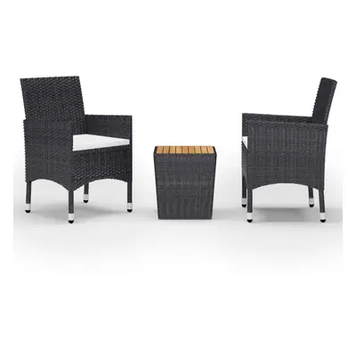 (black and brown) vidaXL Garden Bistro Set Piece Poly Rattan and Tempered Glass Multi Colours