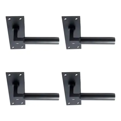 4x PAIR Round Bar Handle on Slim Lock Backplate x 50mm Matt Black Finish