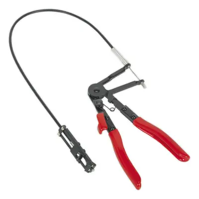 Remote Action Hose Clip Tool - Long Reach Flexible Cable - Ratchet Action