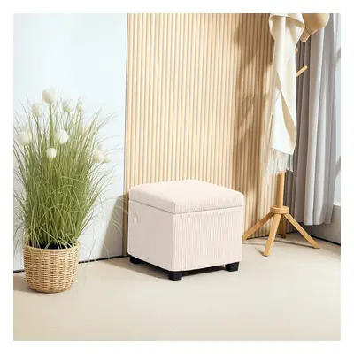 (White) HOMCOM cm Ottoman Storage Box with Removable Lid, Foot Rest