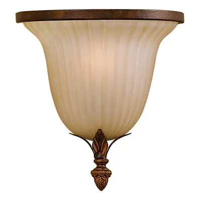 Wall Light Ribbed Uplighter Bottom Finial Aged Tortoise Shell LED E14 40W