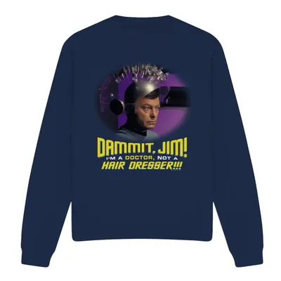 (M, Navy) Star Trek Unisex Adult Not a Hair Dresser Sweatshirt