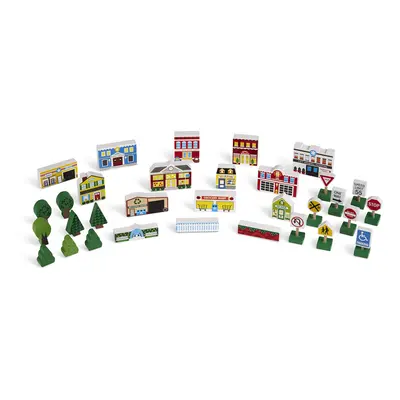 Melissa & Doug Wooden Town Play Set With Storage Tray pcs