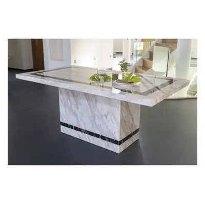 Rome Cream Faux Marble Seater Rectangular Dining Table -Dining Room - 160cm