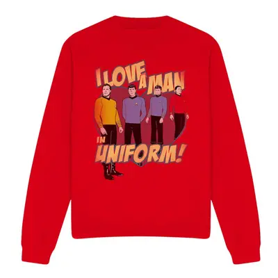 (L, Red) Star Trek Unisex Adult Man in Uniform Sweatshirt