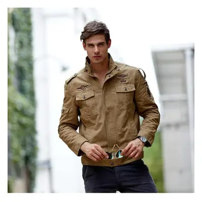 (khaki, 3XL) European And American Fashion Big Size Men&apos;s Winter Jacket Jacket Denim Men&ap