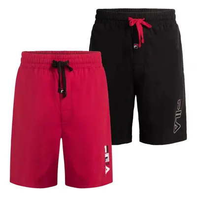 Fila Men's 2-Pack Pajama Night Sleep Short Red and Black Medium