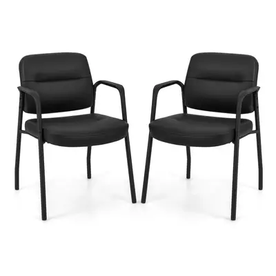 Set of PU Meeting Chair Padded Armchair W/ Backrest for Reception