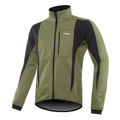 (Green, XXL) Men's Cycling Jacket Winter Warm Waterproof Windproof Bicycle Clothing Thermal Flee