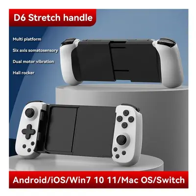 (Black White) D6 Wireless Stretching Extendable Gaming Controller Bluetooth-Compatible