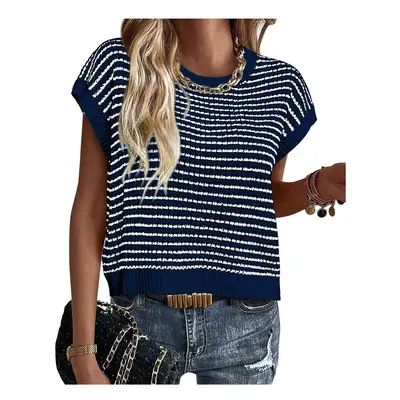 (BKK079-5, M) Casual Loose Striped Blouses For Women Fashion Summer Vintage Women's Oversized Sh