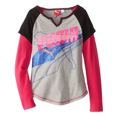 PUMA Big Girls' Cuffed Raglan Slider Grey Dawn Small