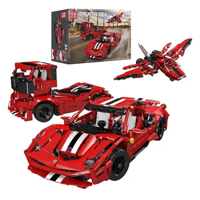 (red) Mould King Three In One Racing Building Moc Building Blocks And Building Toys Car Suitable