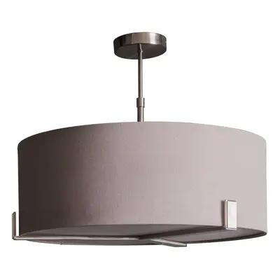 Ceiling Pendant Light Satin Nickel Plate & Slate Grey Fabric x 10W LED E27