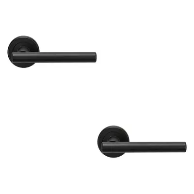 2x PAIR Straight T Bar Handle on Round Rose Concealed Fix Matt Black Finish