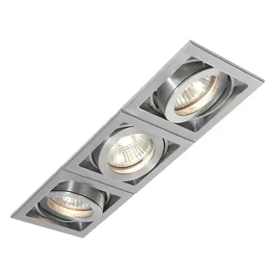 Triple Square Adjustable Head Ceiling Spotlight Aluminium GU10 50W Box Downlight