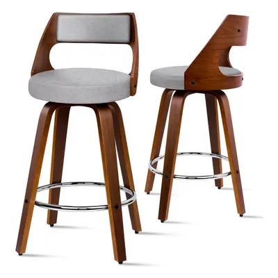 ALFORDSON 2x Swivel Bar Stools Eden Kitchen Dining Chair Wooden LIGHT GREY