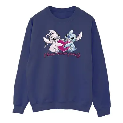 (M, Navy Blue) Disney Mens Lilo And Stitch Ohana Heart With Angel Sweatshirt