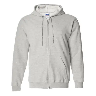 (S, Ash) Gildan Heavy Blend Unisex Adult Full Zip Hooded Sweatshirt Top