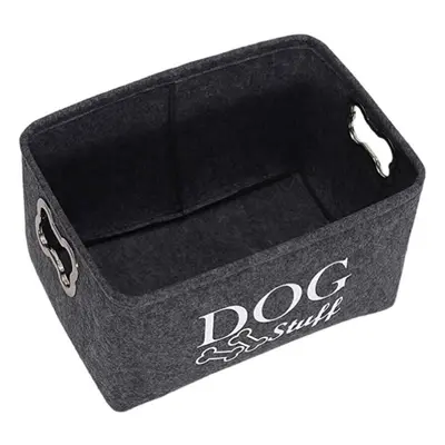 Dog Toy Bin Box Basket Storage, Square Pet Supplies Storage Basket with Metal Handle for Pet Toy