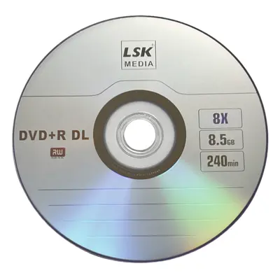 DVD+R DL Double Layer Logo 8X 8.5GB 240min Video - LSK Media Logo Top Pack in Spindle | Blank DV