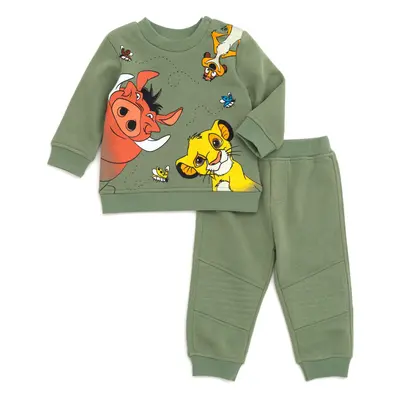 Disney Lion King Pumbaa Timon Simba Toddler Boys Fleece Sweatshirt and Pants Set Green 3T