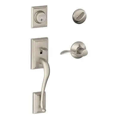 SCHLAGE Addison Single Cylinder Handleset and Right Hand Accent Lever Satin Nickel F60 ADD Acc R