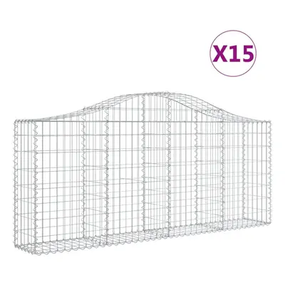 (200 x x 80/100 cm/15 pcs) vidaXL Arched Gabion Basket Stone Basket Gabion Retaining Wall Galvan