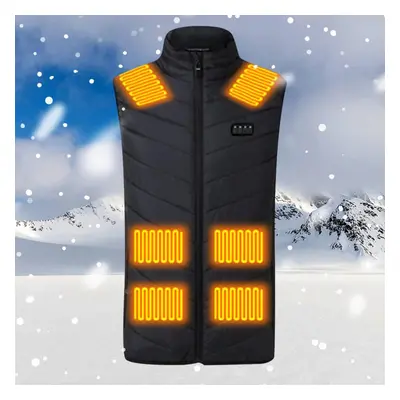 (black, M) Newly Upgraded Four-control Heating Vest Constant Temperature Intelligent Electric He