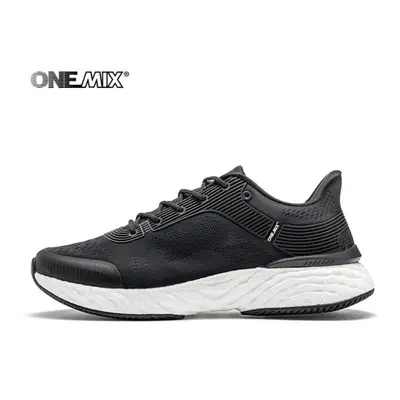 (black,white, 38) Onemix Energy Running Shoes For Men Non-slip Sneakers Breathable Mesh Outdoor 