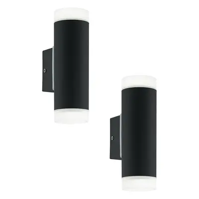 2 PACK IP44 Outdoor Wall Light Black Up & Down Light 2x 5W GU10 Porch Lamp