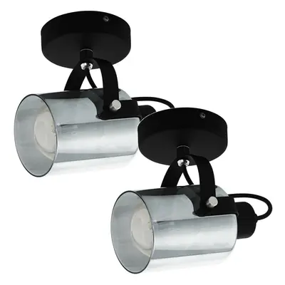 2 PACK Wall Light Black Chrome Shade Black Transparent Glass Vaporized E27 28W