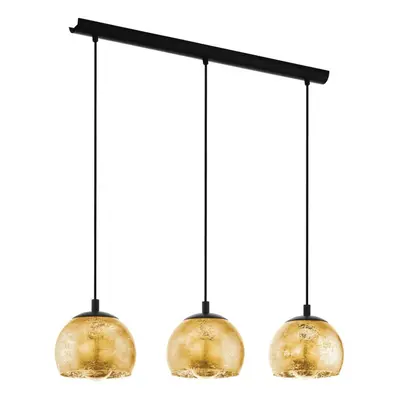 Pendant Ceiling Light Colour Black Shade Gold Color Glass Bulb E27 3x40W