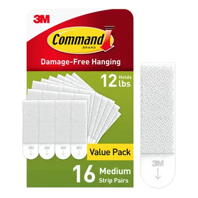 Command PH204-16NA Picture Hanging Strips, Medium, White, Holds up to lbs, 16-Pairs, Easy to Ope