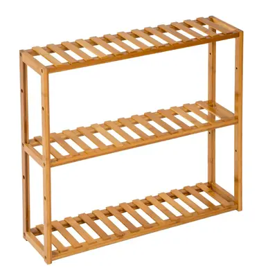 Bathroom Shower Caddy Shelf Slim Tier Corner Storage Unit Lacquered Bamboo