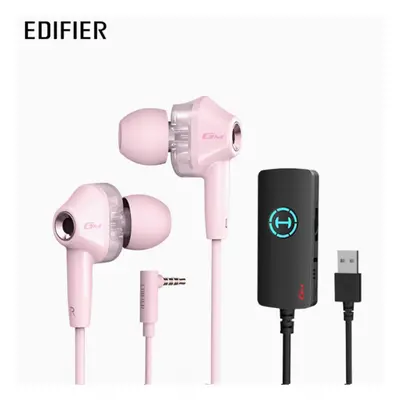 (3.5mm + USB Headphones + sound card, Pink) Edifier GM360 in-ear wired microphone HIFI 7.1 chann